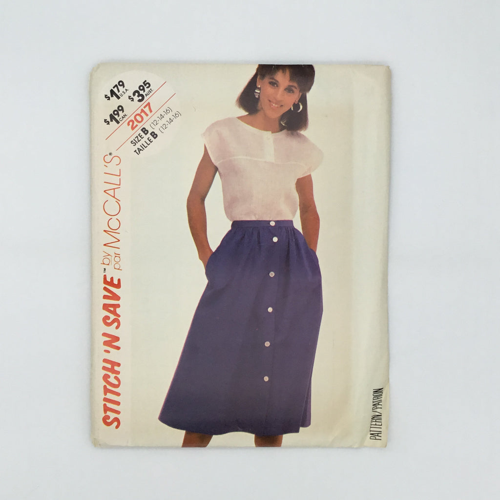 McCall's 2017 (1985) Top and Skirt - Vintage Uncut Sewing Pattern