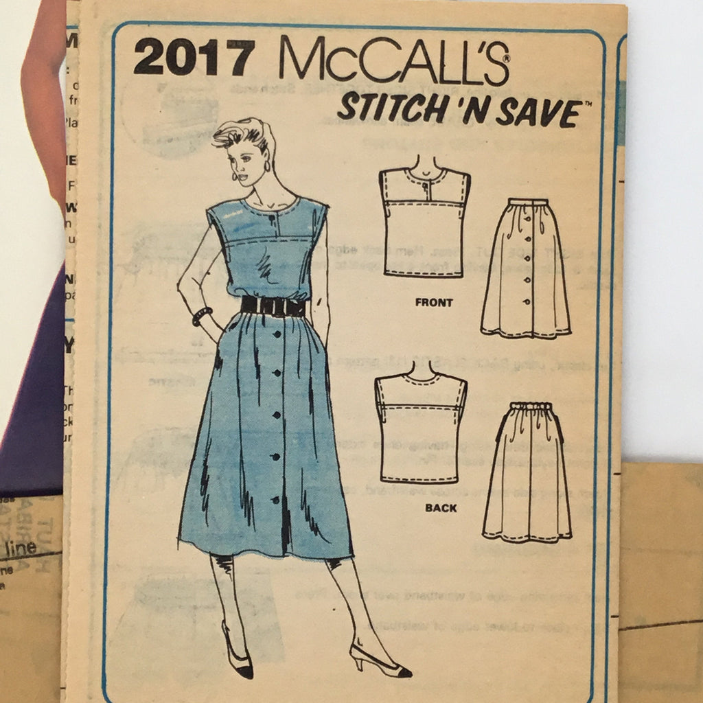 McCall's 2017 (1985) Top and Skirt - Vintage Uncut Sewing Pattern