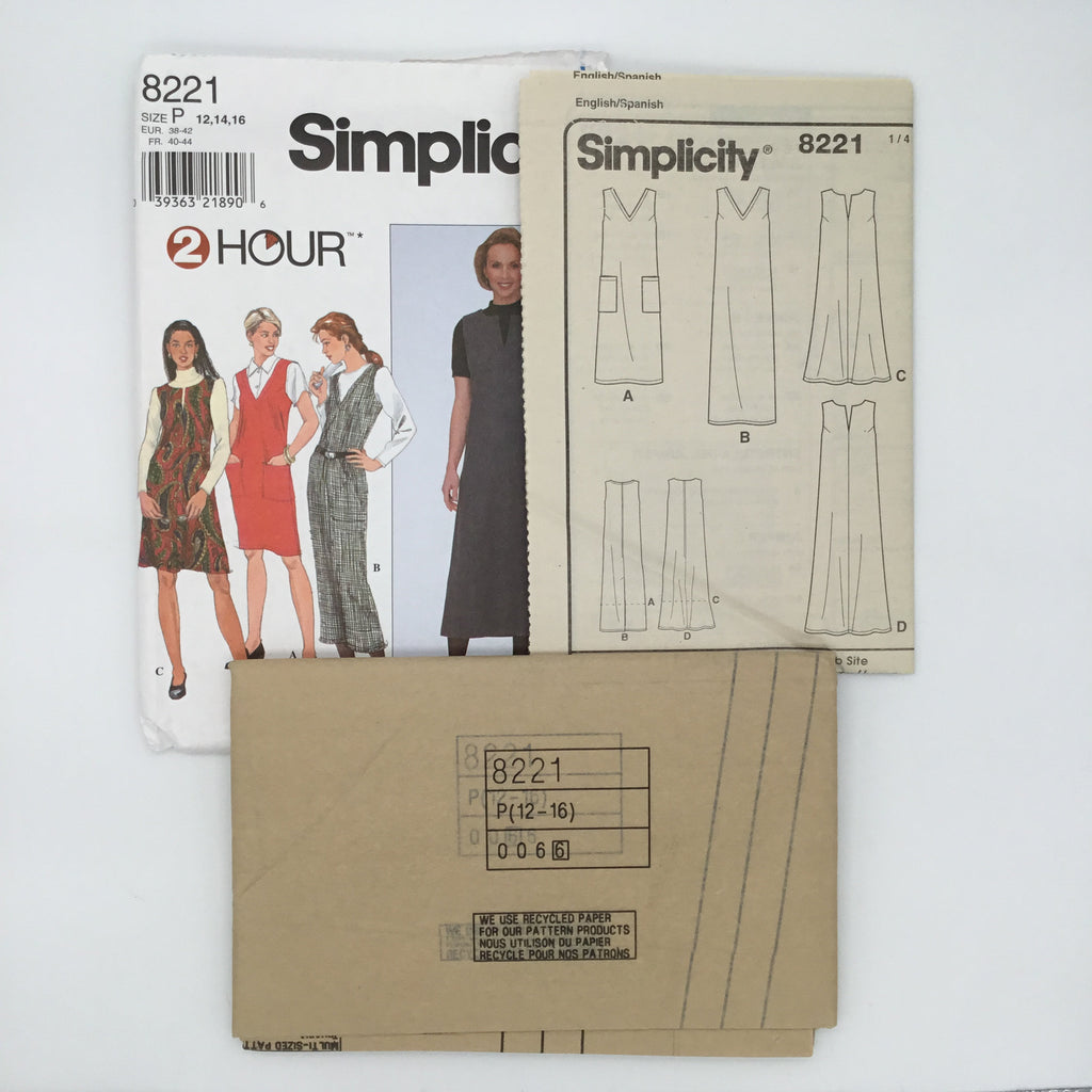 Simplicity 8221 (1996) Jumper with Neckline and Length Variations - Vintage Uncut Sewing Pattern