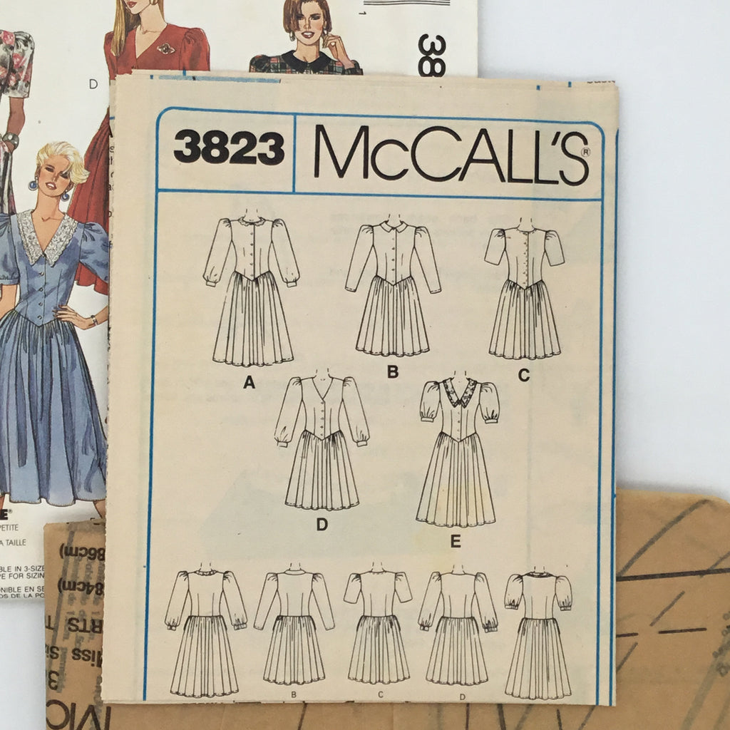 McCall's 3823 (1988) Dress with Neckline and Sleeve Variations - Vintage Uncut Sewing Pattern