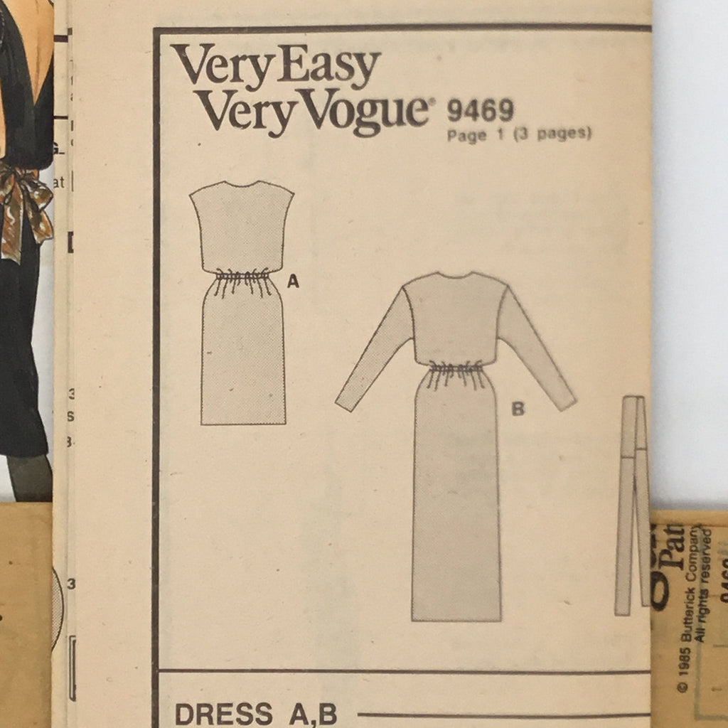 Vogue 9469 (1985) Dress with Sleeve and Length Variations - Vintage Uncut Sewing Pattern