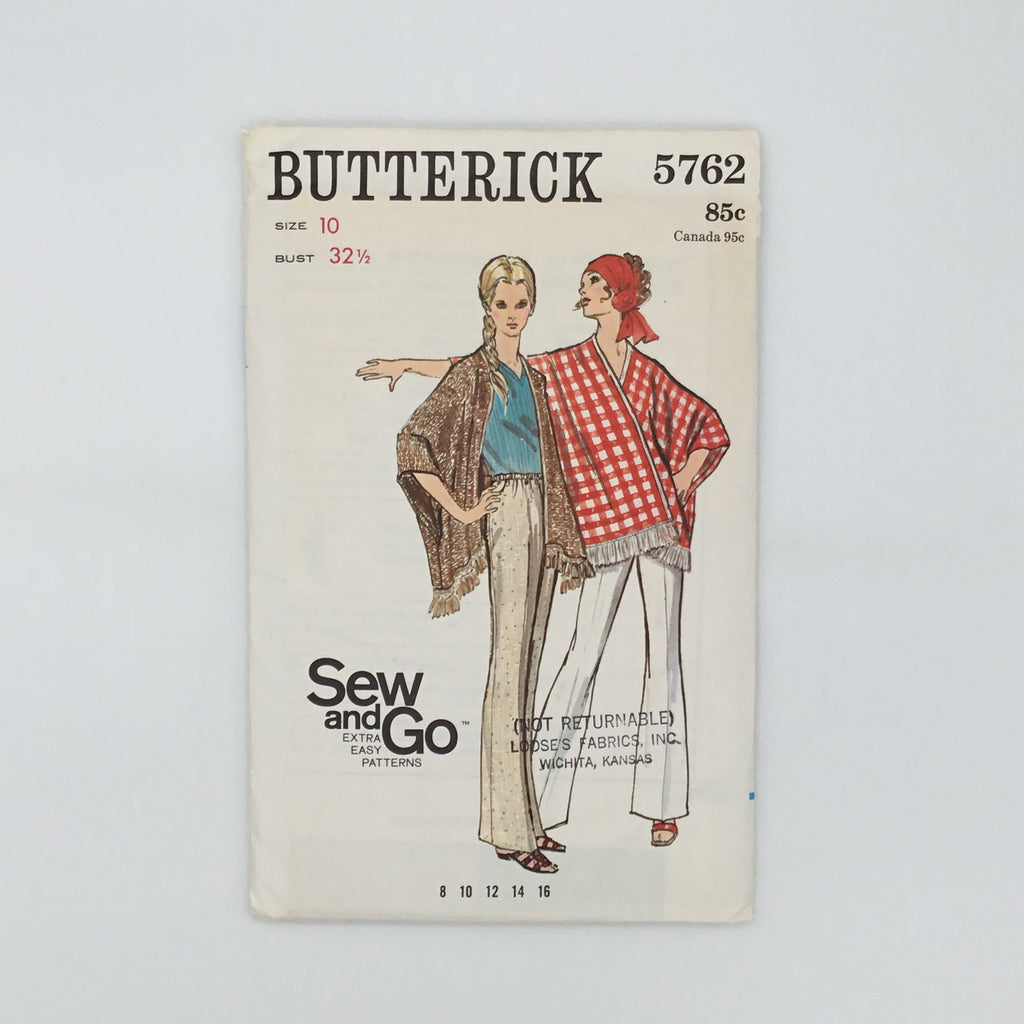 Butterick 5762 Poncho and Pants - Vintage Uncut Sewing Pattern