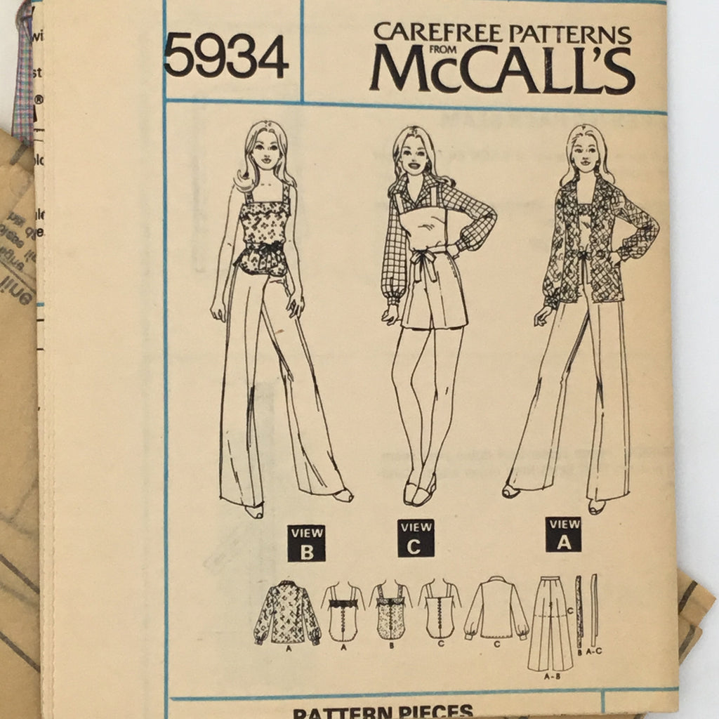 McCall's 5934 (1978) Shirt-Jacket, Top, Pants, and Shorts - Vintage Uncut Sewing Pattern
