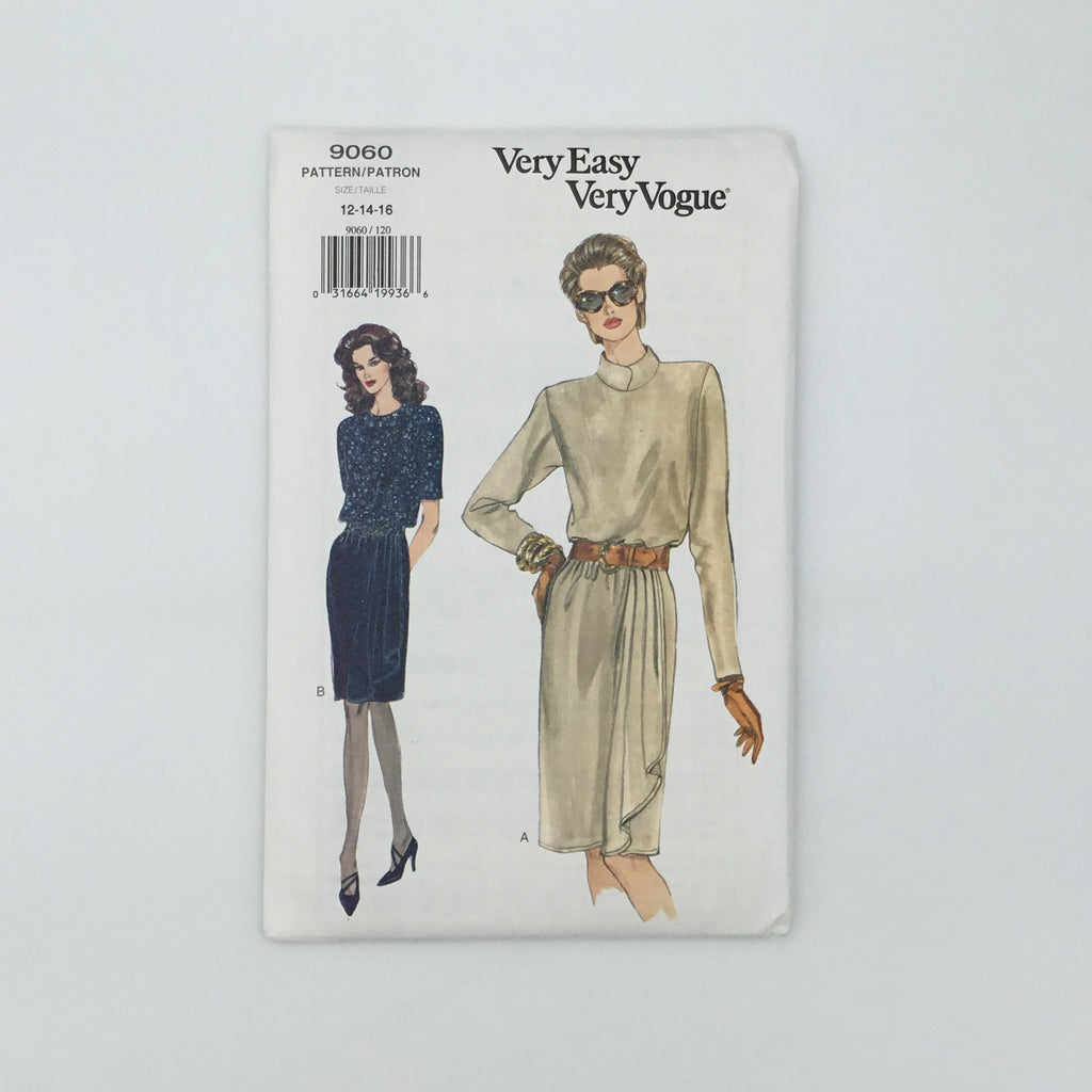 Vogue 9060 (1994) Dress with Neckline and Sleeve Variations - Vintage Uncut Sewing Pattern