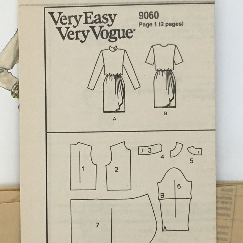 Vogue 9060 (1994) Dress with Neckline and Sleeve Variations - Vintage Uncut Sewing Pattern