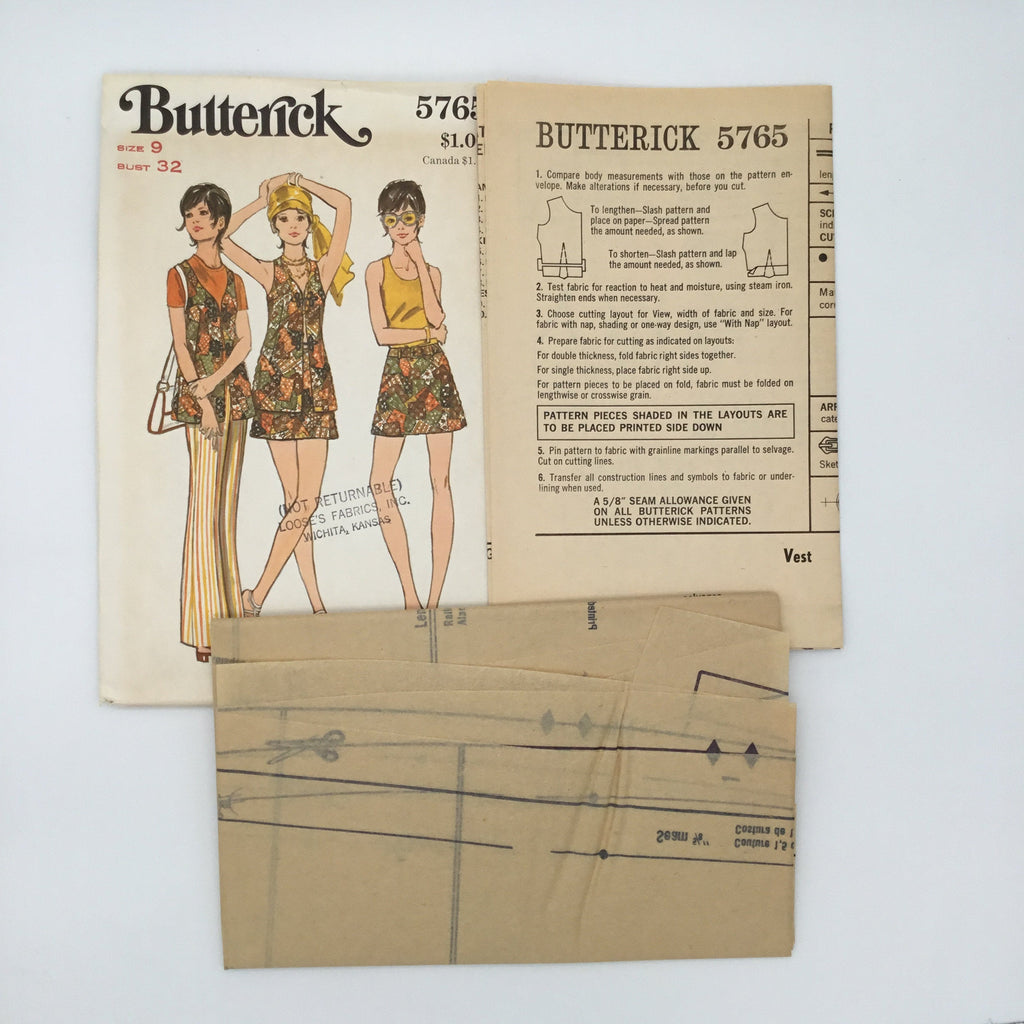 Butterick 5765 Vest, Skirt, and Pants - Vintage Uncut Sewing Pattern