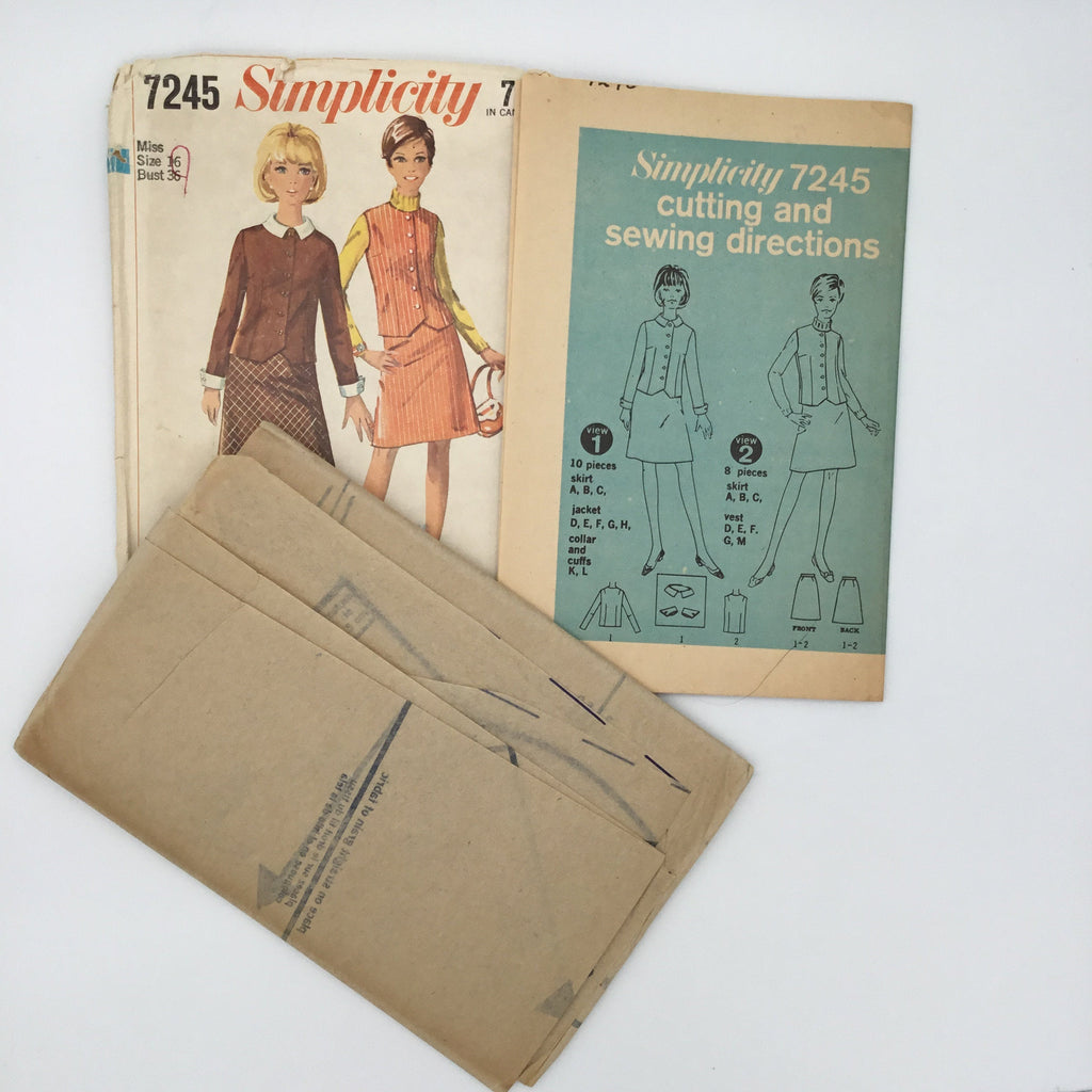 Simplicity 7245 (1967) Jacket, Vest, and Skirt - Vintage Uncut Sewing Pattern