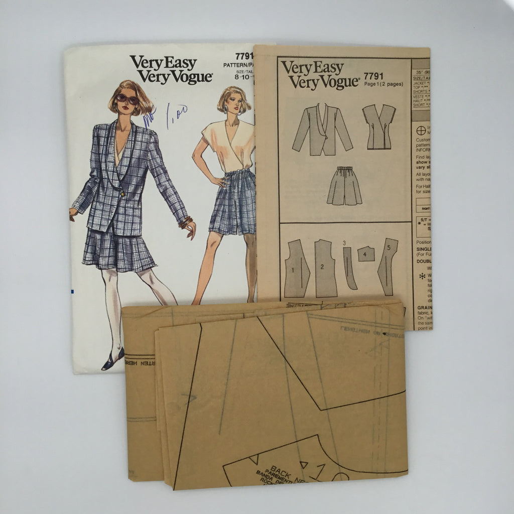 Vogue 7791 (1990) Jacket, Top, and Shorts - Vintage Uncut Sewing Pattern