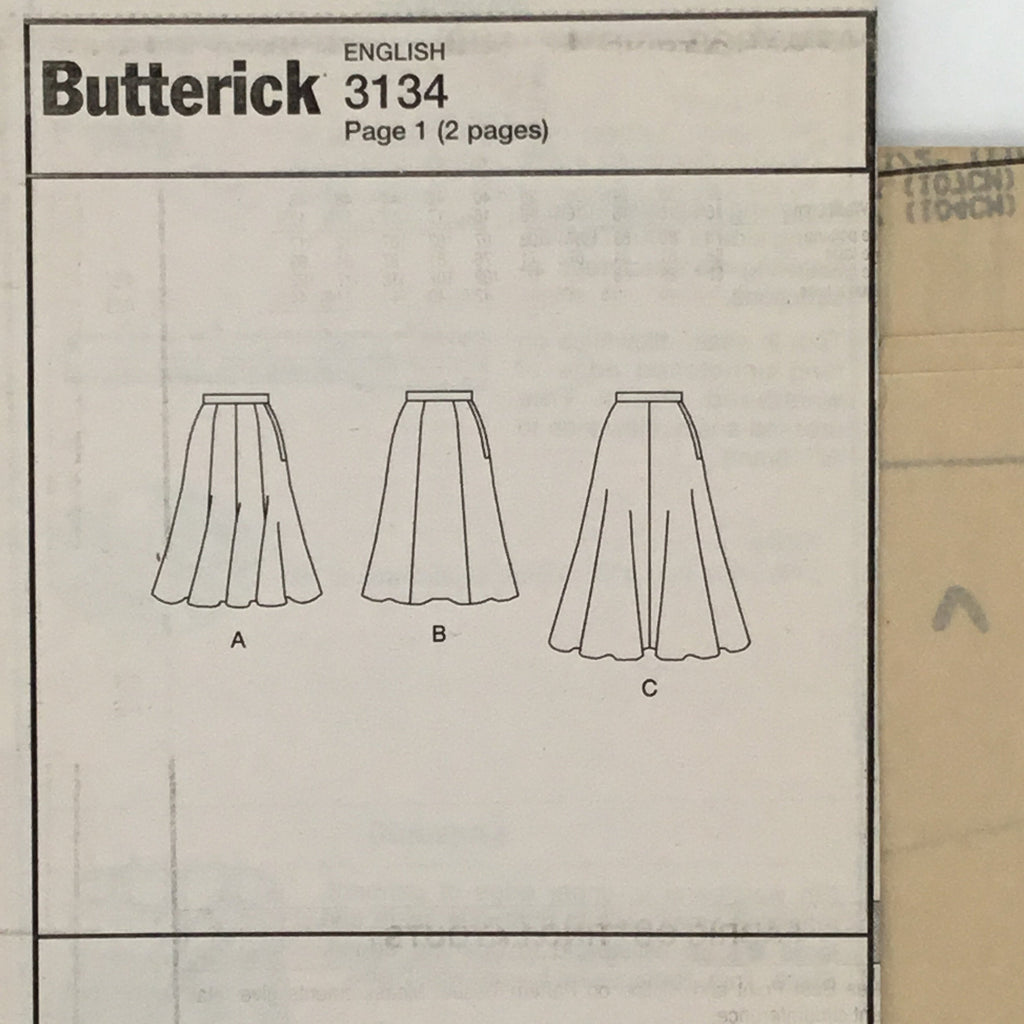 Butterick 3134 (2001) Skirt with Style and Length Variations - Uncut Sewing Pattern