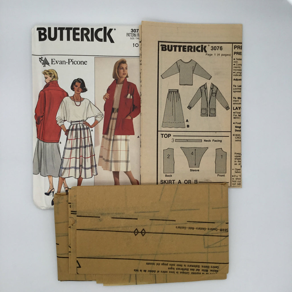 Butterick 3076 (1985) Jacket, Skirt, and Top - Vintage Uncut Sewing Pattern