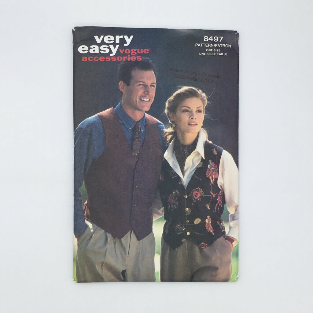 Vogue 446/8497 (1992) Vest, Tie, and Ascot - Vintage Uncut Sewing Pattern