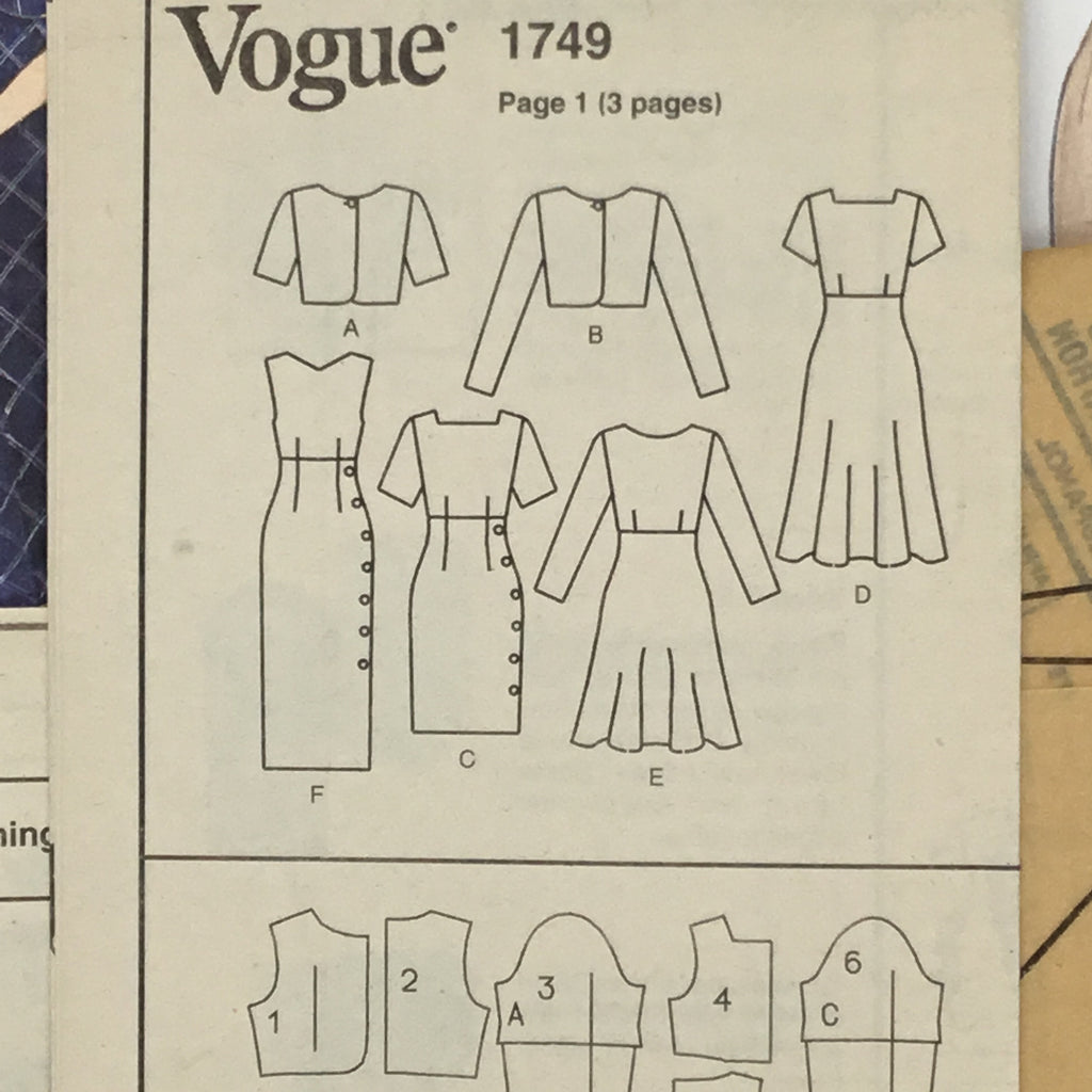 Vogue 1749 (1996) Jacket and Dress with Style, Sleeve, and Length Variations - Vintage Uncut Sewing Pattern