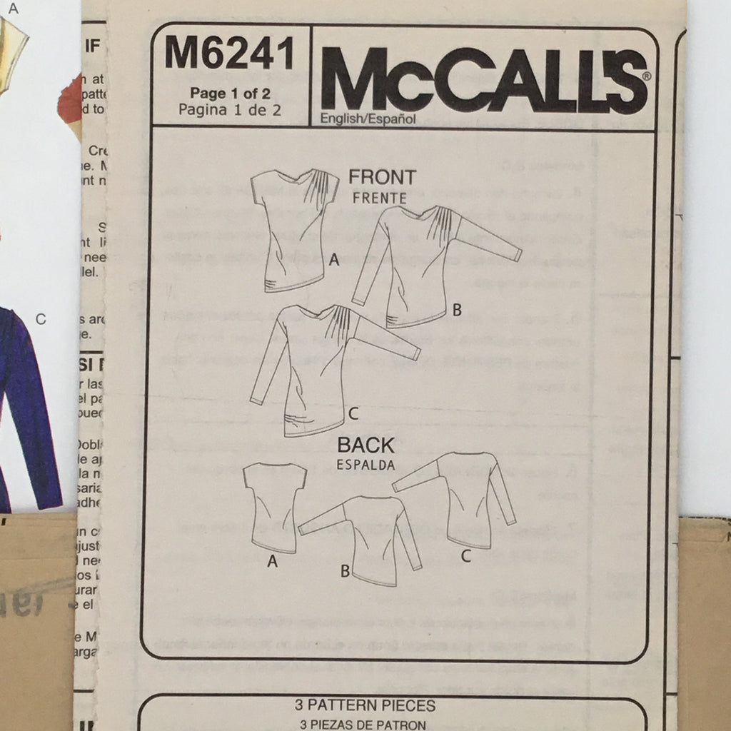 McCall's 6241 (2010) Tunic with Sleeve and Length Variations - Uncut Sewing Pattern
