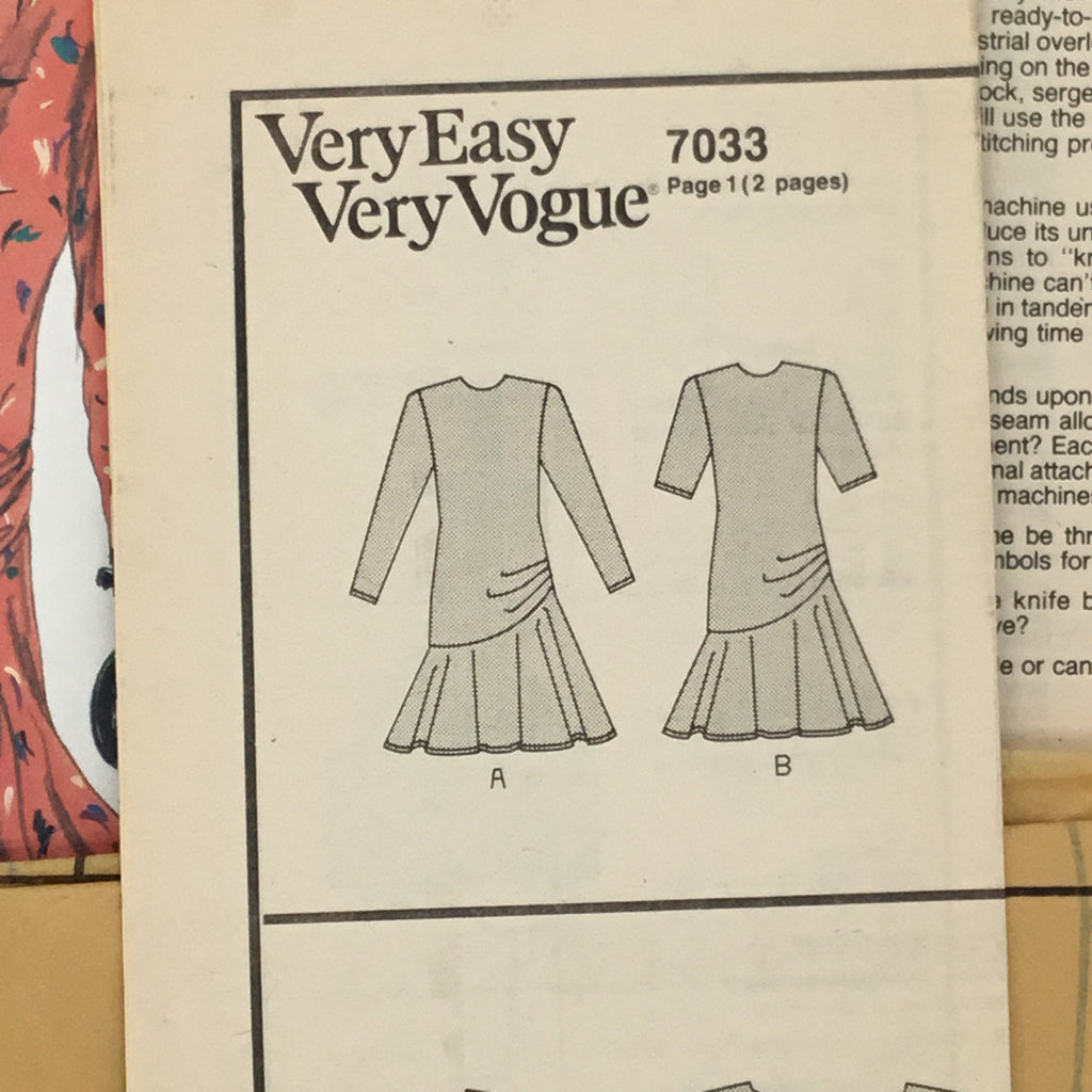 Vogue 7033 (1987) Dress with Sleeve Variations - Vintage Uncut Sewing Pattern