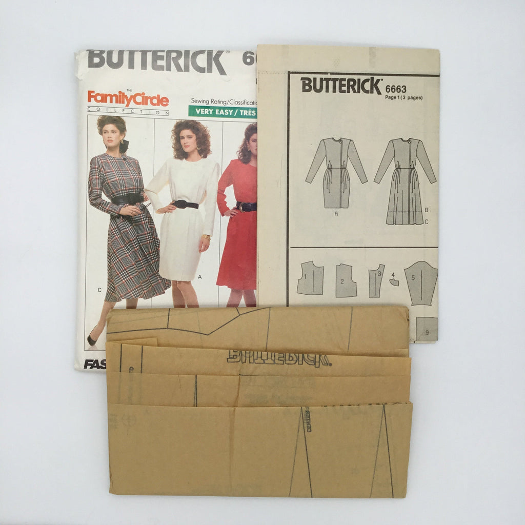 Butterick 6663 (1988) Wrap Dress with Length Variations - Vintage Uncut Sewing Pattern