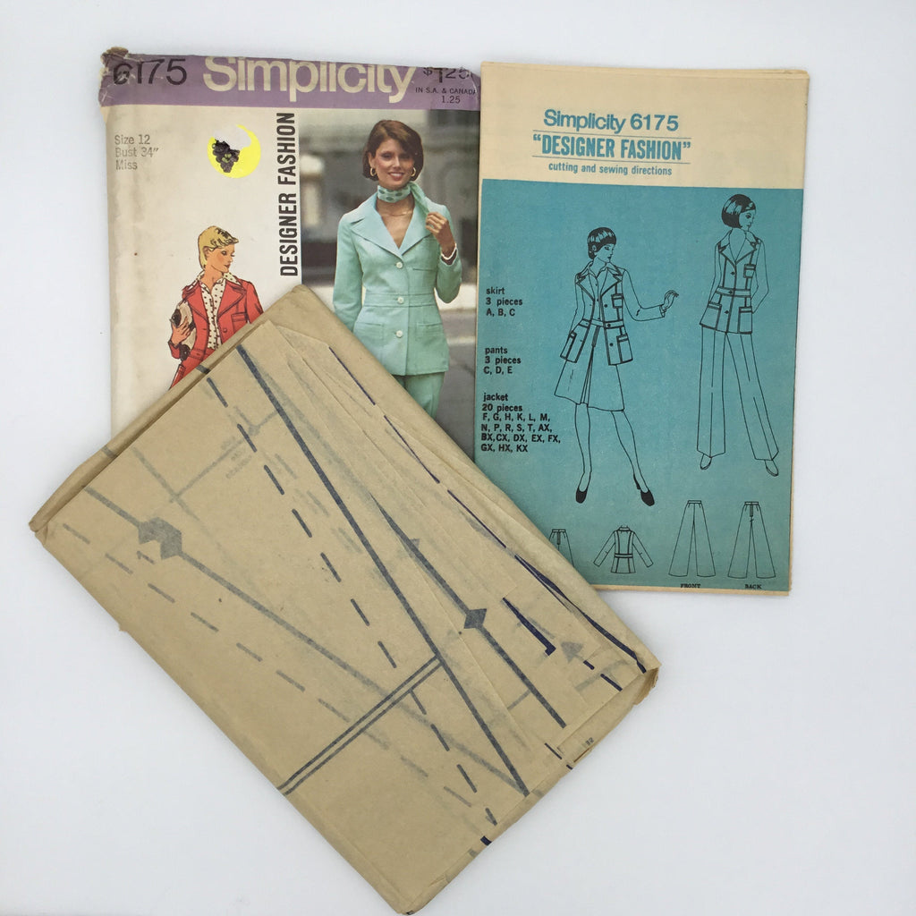 Simplicity 6175 (1973) Jacket, Skirt, and Pants - Vintage Uncut Sewing Pattern
