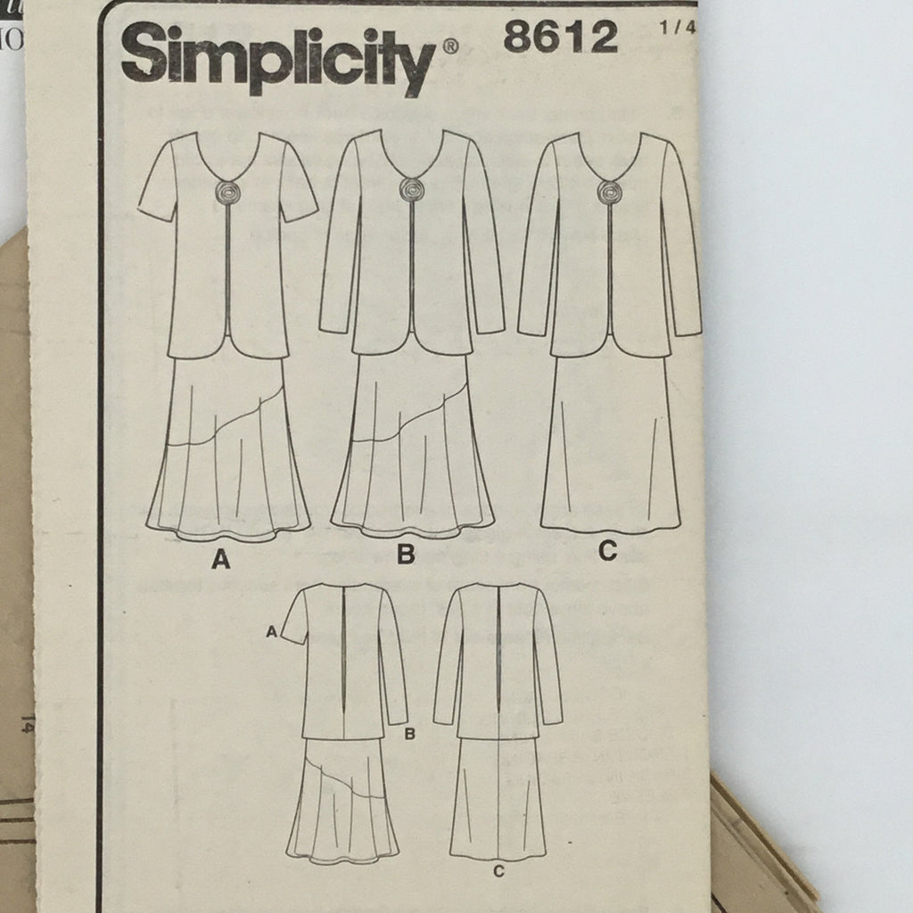 Simplicity 8612 (1999) Dress with Sleeve Variations - Vintage Uncut Sewing Pattern