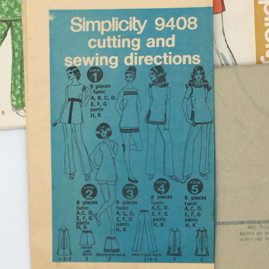 Simplicity 9408 (1971) Tunic, Pants, and Shorts - Vintage Uncut Sewing Pattern