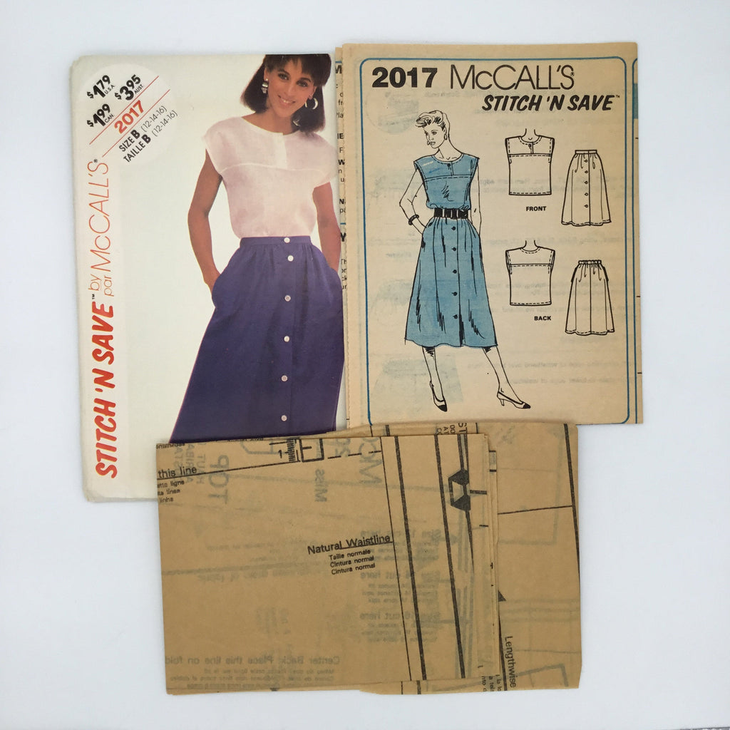 McCall's 2017 (1985) Top and Skirt - Vintage Uncut Sewing Pattern