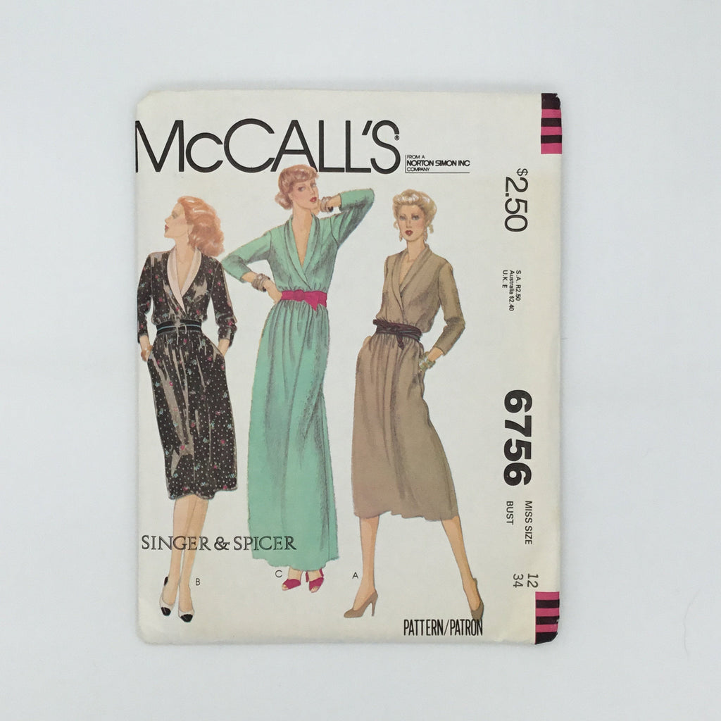 McCall's 6756 (1979) Dress with Length Variations - Vintage Uncut Sewing Pattern