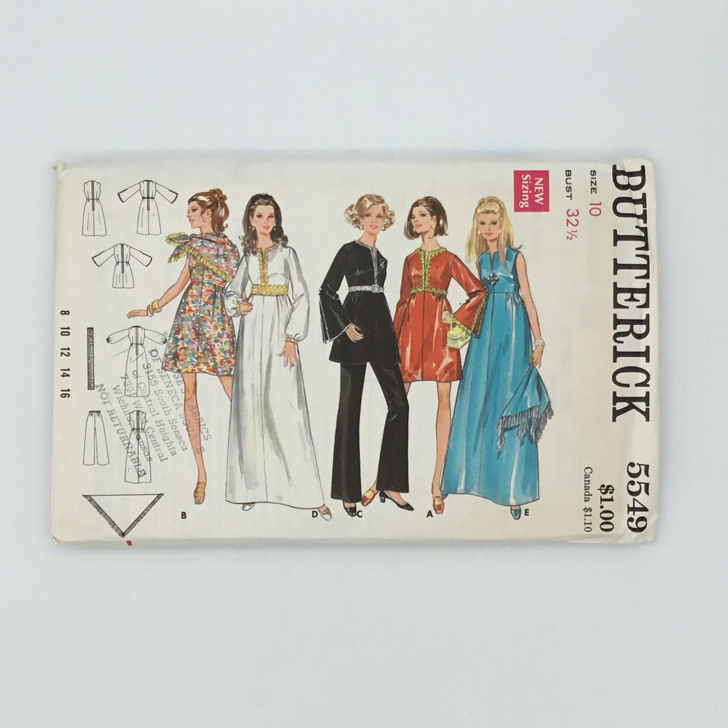 Butterick 5549 Dress, Tunic, and Pants with Sleeve and Length Variations - Vintage Uncut Sewing Pattern