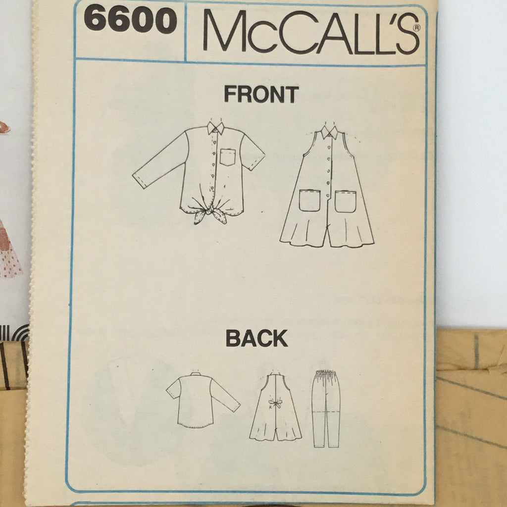 McCall's 6600 (1993) Maternity Romper, Shirt, Pants, and Shorts - Vintage Uncut Sewing Pattern