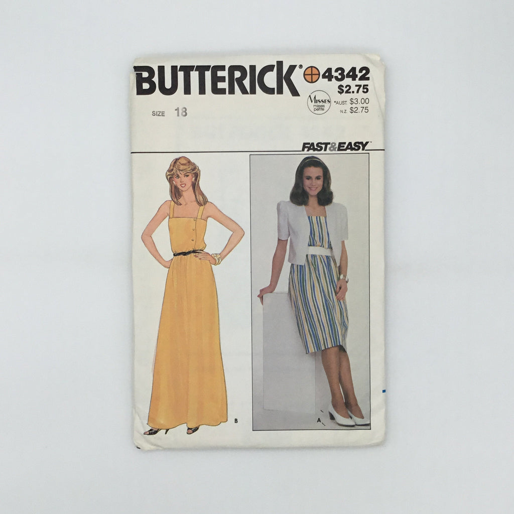 Butterick 4342 Dress with Length Variations and Jacket - Vintage Uncut Sewing Pattern