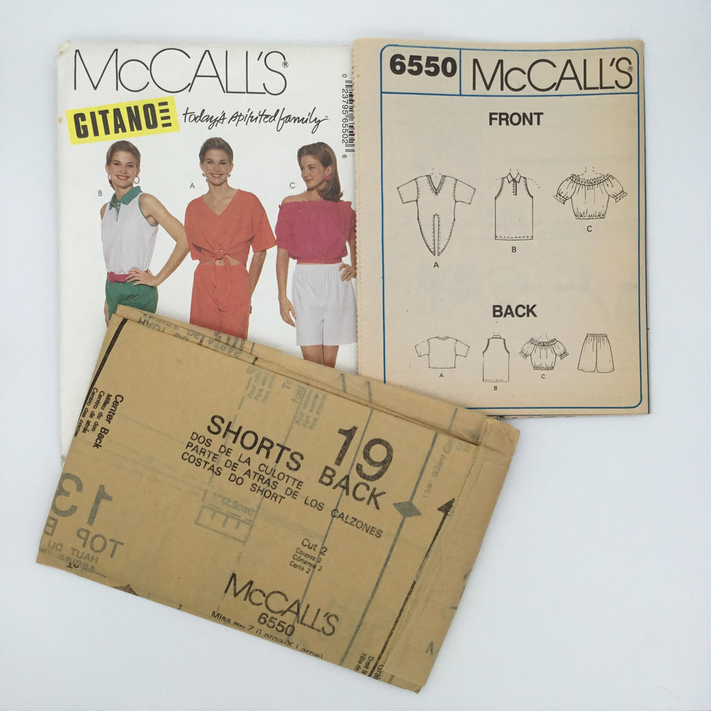McCall's 6550 (1993) Tops and Shorts - Vintage Uncut Sewing Pattern