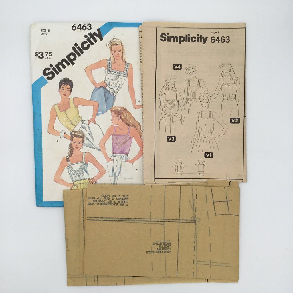 Simplicity 6463 (1984) Camisoles with Style Variations - Vintage Uncut Sewing Pattern
