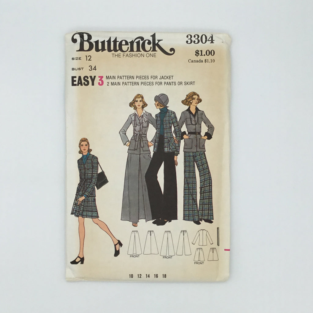 Butterick 3304 Jacket, Skirt, and Pants - Vintage Uncut Sewing Pattern