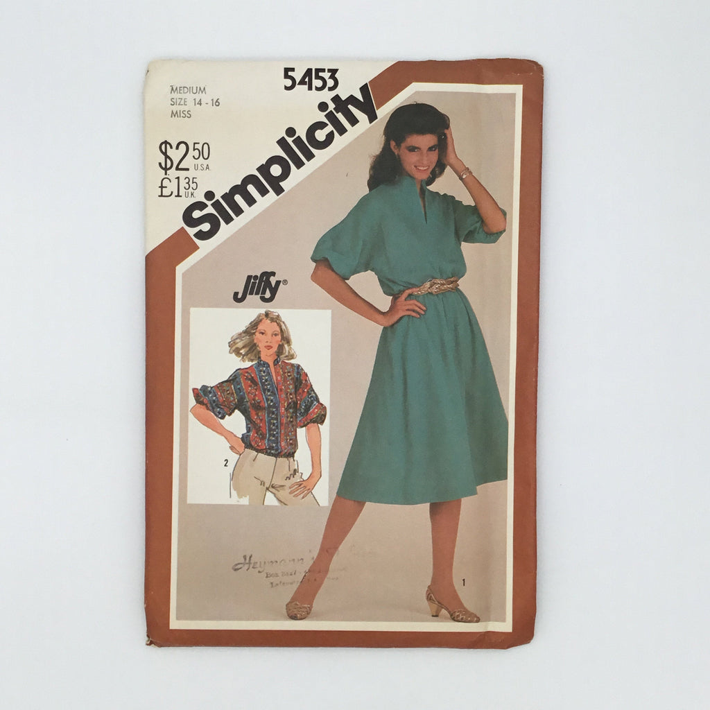 Simplicity 5453 (1982) Dress and Top - Vintage Uncut Sewing Pattern