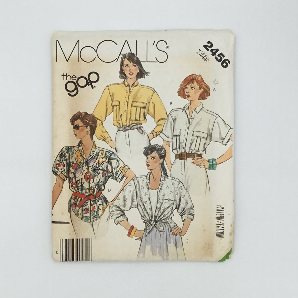 McCall's 2456 (1986) Shirt with Sleeve Variations - Vintage Uncut Sewing Pattern