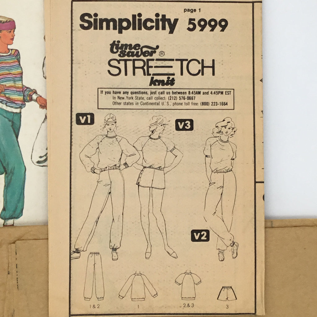 Simplicity 5999 (1983) Top, Pants, and Shorts - Vintage Uncut Sewing Pattern