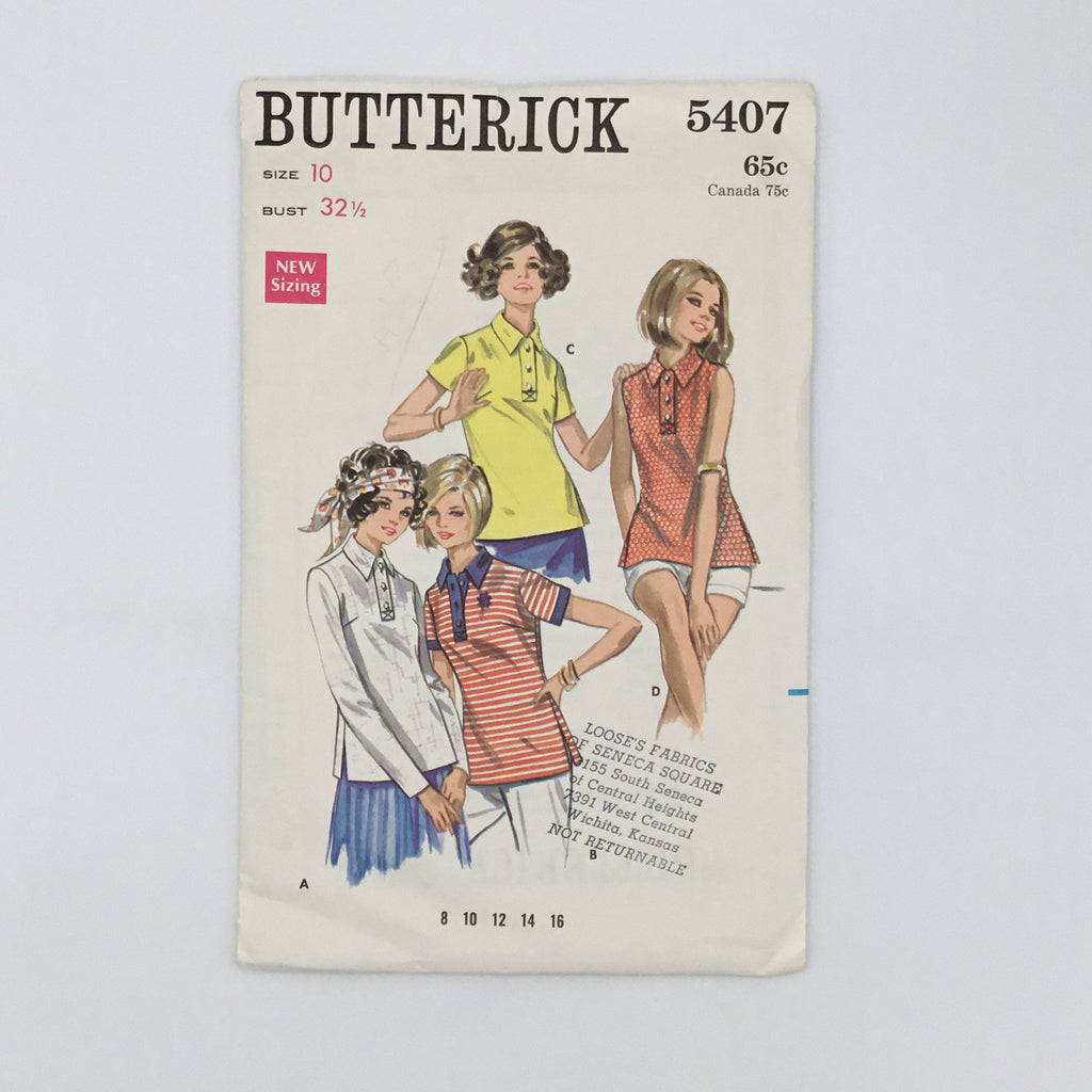 Butterick 5407 Top with Sleeve Variations - Vintage Uncut Sewing Pattern