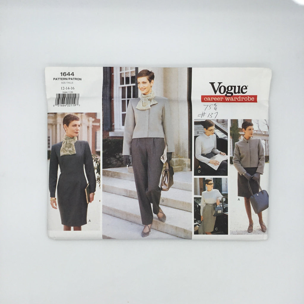 Vogue 1644 (1995) Jacket, Dress, Top, Skirt, Pants, and Scarf - Vintage Uncut Sewing Pattern