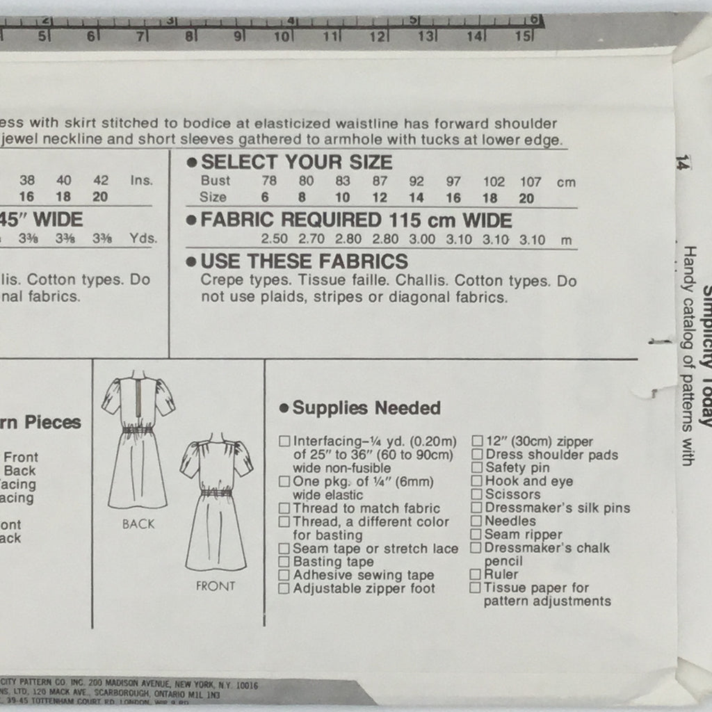 Simplicity 6240 (1983) Dress - Vintage Uncut Sewing Pattern
