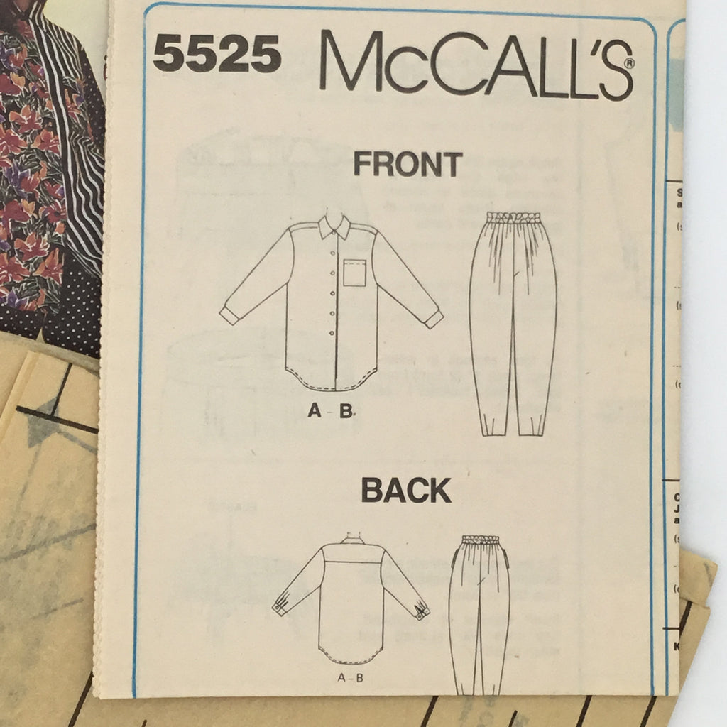 McCall's 5525 (1991) Shirt and Pants - Vintage Uncut Sewing Pattern