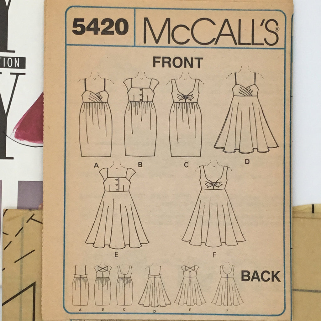 McCall's 5420 (1991) Dress with Style Variations - Vintage Uncut Sewing Pattern