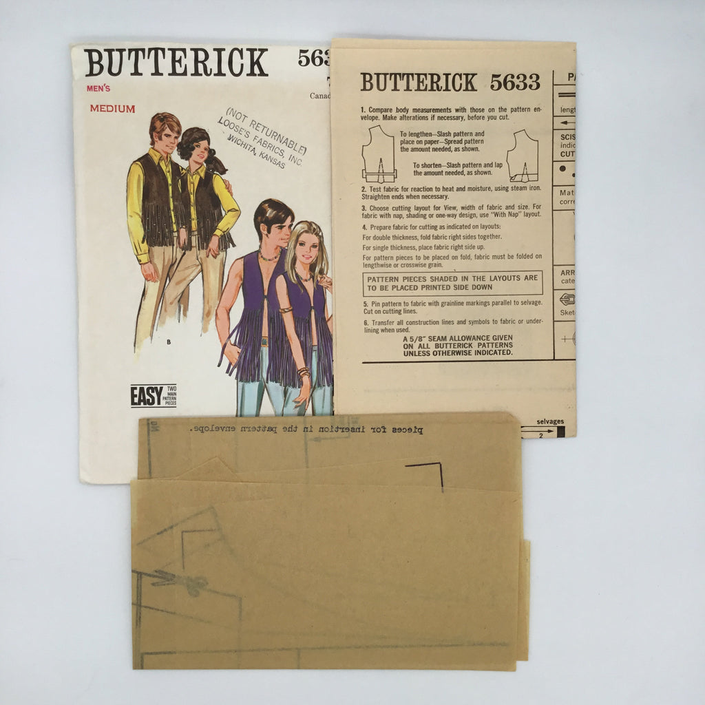 Butterick 5633 Vest with Length Variations - Vintage Uncut Sewing Pattern
