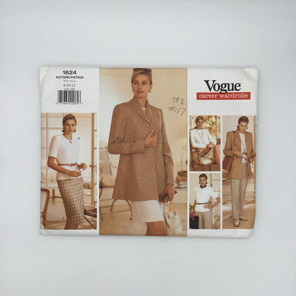 Vogue 1624 (1995) Jacket, Dress, Top, Skirt, and Pants - Vintage Uncut Sewing Pattern