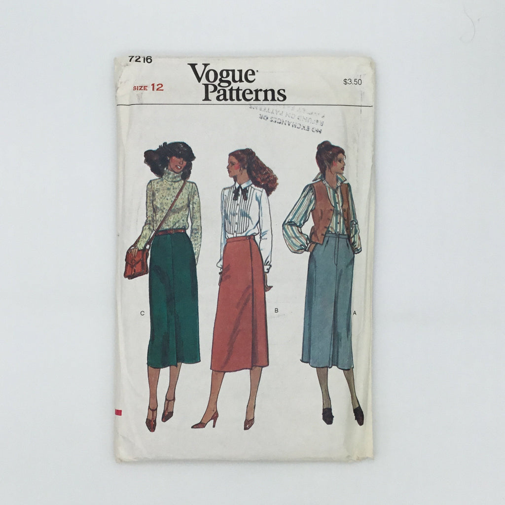 Vogue 7216 Skirt with Style Variations - Vintage Uncut Sewing Pattern