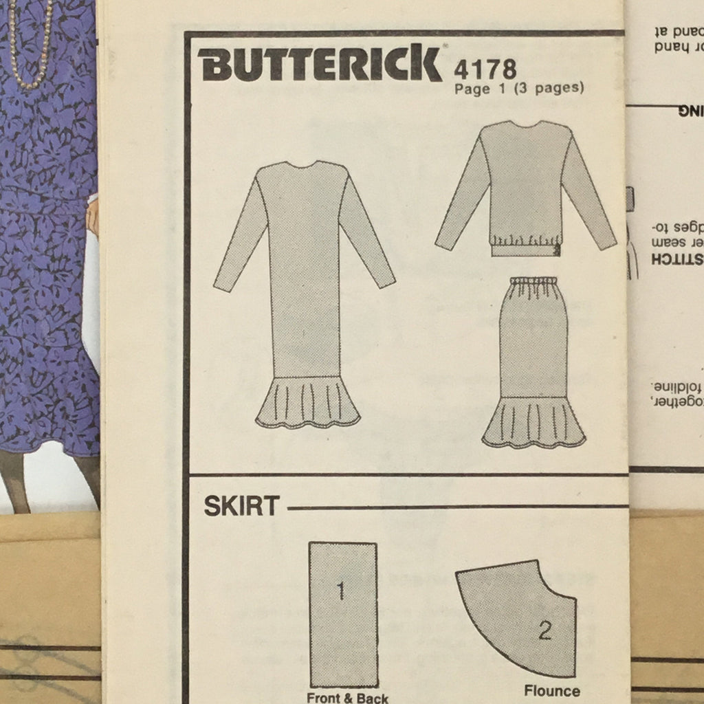 Butterick 4178 (1986) Dress, Top, and Skirt - Vintage Uncut Sewing Pattern