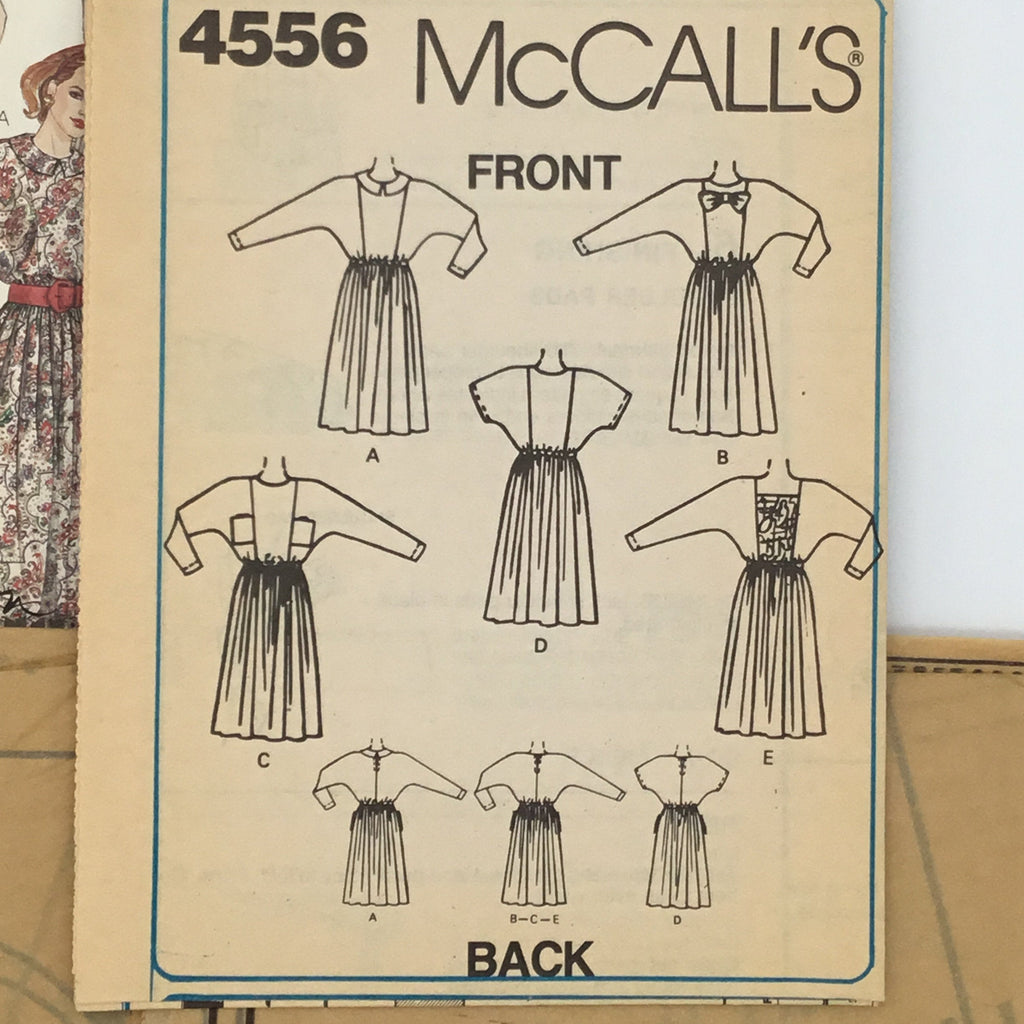 McCall's 4556 (1989) Dress with Neckline and Sleeve Variations - Vintage Uncut Sewing Pattern