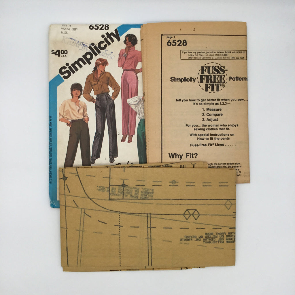 Simplicity 6528 (1984) Pants with Length Variations - Vintage Uncut Sewing Pattern