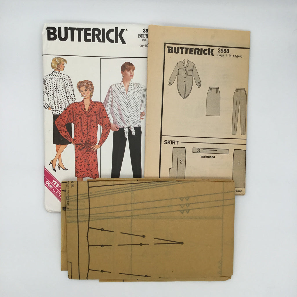 Butterick 3988 (1986) Shirt, Skirt, and Pants - Vintage Uncut Sewing Pattern