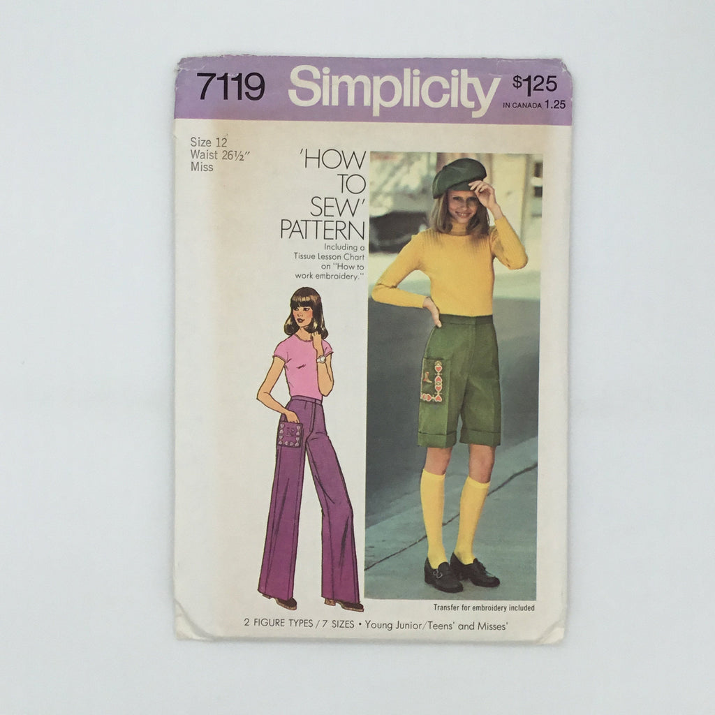 Simplicity 7119 (1975) Pants, Shorts, and Cap - Vintage Uncut Sewing Pattern