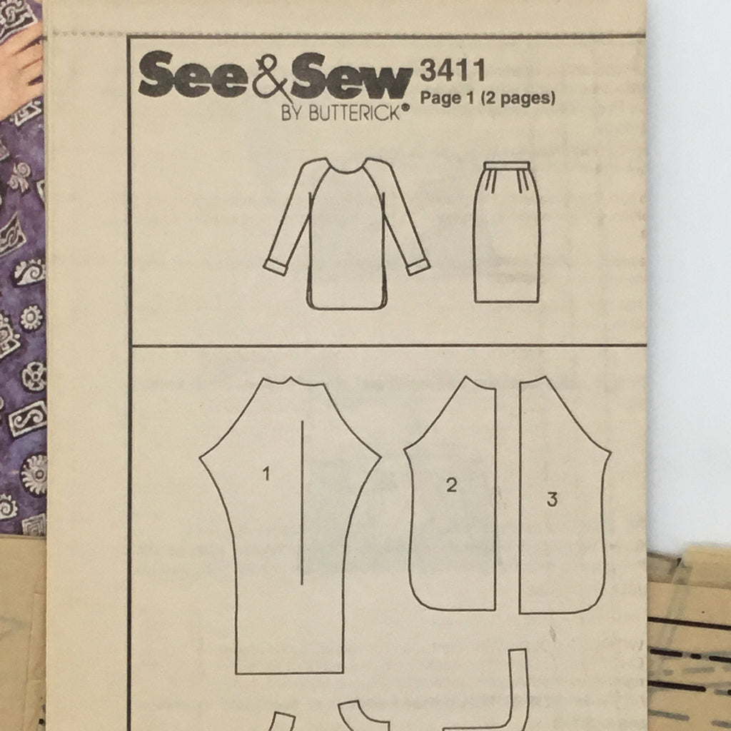 Butterick 3411 (1994) Tunic and Skirt - Vintage Uncut Sewing Pattern