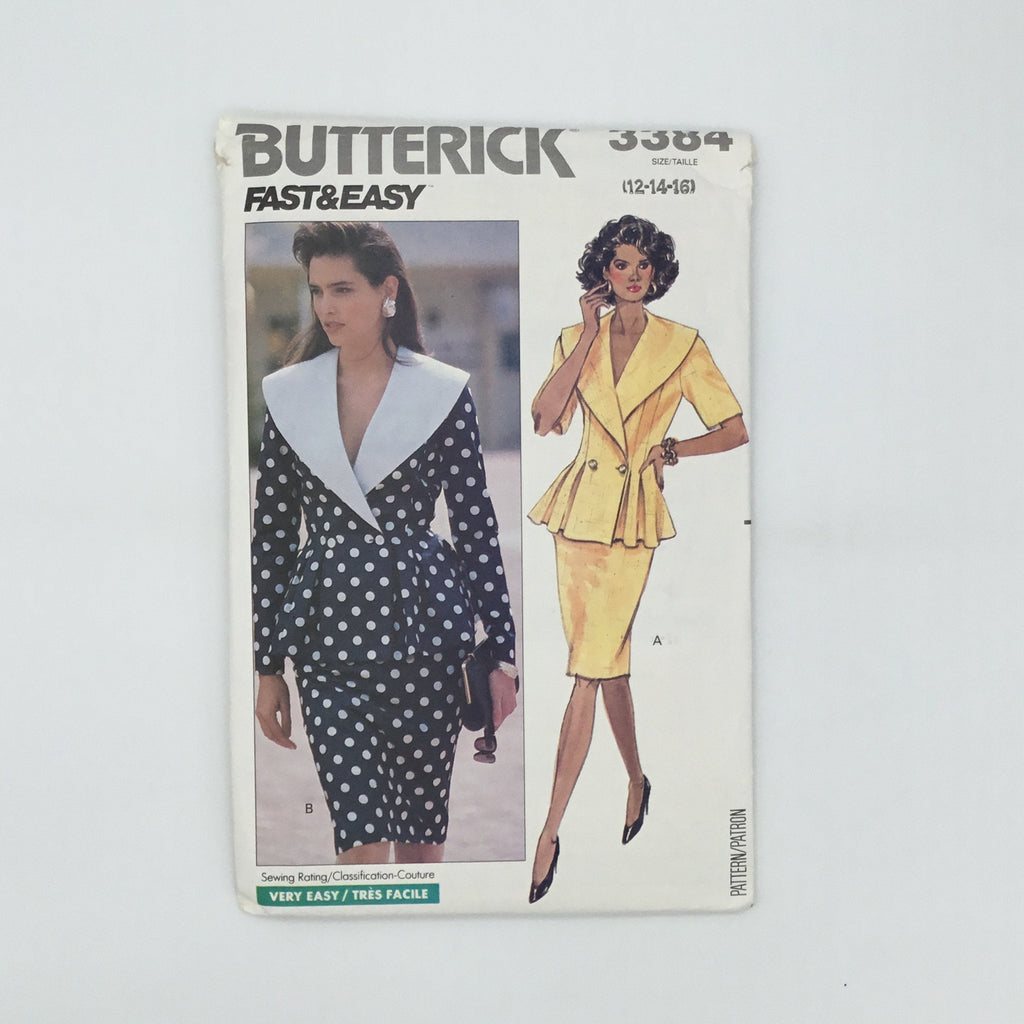 Butterick 3384 (1989) Top and Skirt with Sleeve Variations - Vintage Uncut Sewing Pattern
