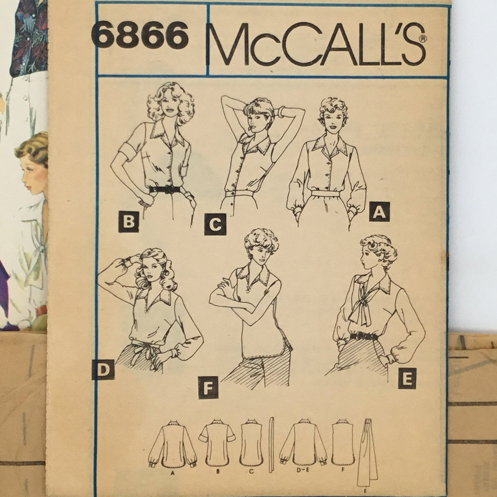 McCall's 6866 (1979) Blouse with Neckline, Sleeve, and Style Variations - Vintage Uncut Sewing Pattern