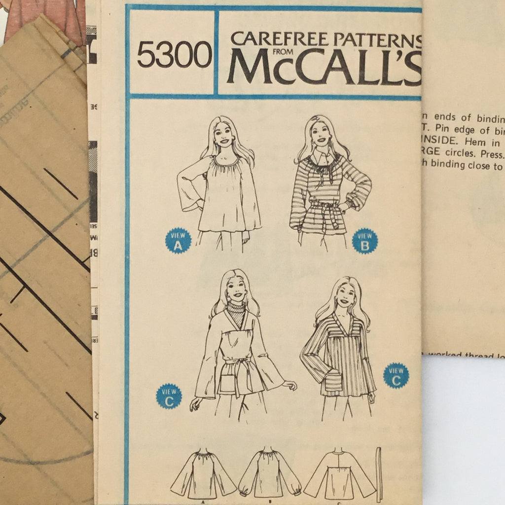 McCall's 5300 (1976) Tops with Style Variations - Vintage Uncut Sewing Pattern